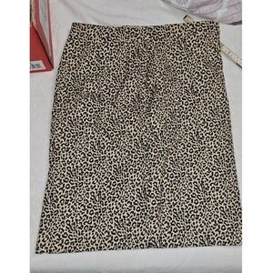 J. Crew Leopard Print Cotton Mini Skirt Tan Black Animal Pattern Size 4‎